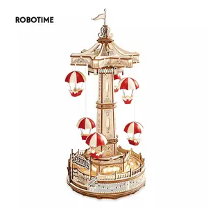 Robotime ROKR Parachute Tower DIY Music Box Moveable Magic Amusement Park For Kids Birthday Xmas Gifts 3D Wooden Puzzle EA01 Parachute Tower