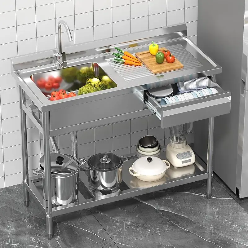 47" Sink with Right Drainboard