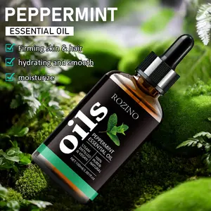 ROZINO Peppermint Essential Oil for Diffuser Face Skin Care Aromatherapy Hair Care Scalp & Body Massage Firming Hydrating Moisturizing Unisex Natural Properties