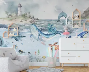 Ocean Life Wallpaper, Sea World Wallpaper, Mural for Kids Room, Boy Wall Paper, Wallpaper Ocean, Girls Wallpaper, Peel and Stick