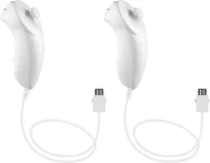 2Packs Nunchuck Controller Remote Replacement for  Nunchuk Wii Wii U Console White