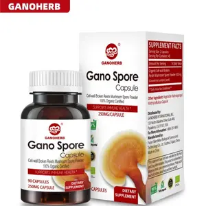 Ganoherb Organic Reishi Mushroom Capsules - 100% Broken-Shell Reishi Spore Powder Organic Dietary Supplement, Vegan, Non-GMO, Gluten-Free, 90-Count Daily Healthcare Support
