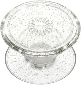 Translucent Phone Grip with Expanding Kickstand, PopSockets for Phone, Translucent PopGrip - Clear Glitter Silver