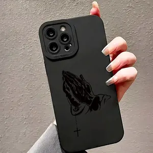 Angel Eyes Soft Phone Case with Palm Cross Pattern UV Printing Matte Phone Cover 360 Degree Full Protection for Iphone 17/11 12 13 14 Pro Max 15 XR X/ XS 7 8 Plus SE Mini for Smartphone