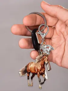Charming Horse Pendant, Acrylic Keychain - The Perfect Gift For HorseLovers -Backpack Bag Accessories, DailyUseMultifunctional Accessories For Car Keys, Acrylic Decoration CarPendant,,LobsterBuckle Pendant, Mobile PhoneShell Pendant, Stylish Keychain