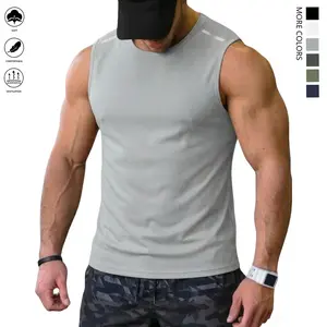 Men's Reflective Tank Top Quick Dry Athletic Sleeveless Shirt for Men, Lightweight Breathable Running Gym Workout Tank Top with Reflective Stripes, Fitness Shirt for Night Running, Summer Activewear