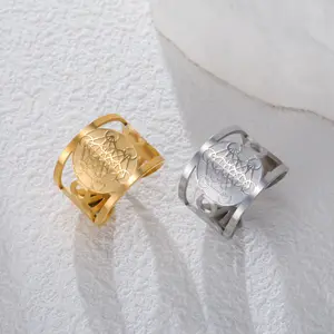 TEAMER Archangel Metatron Cube Ring Stainless Steel Adjustable Amulet Metatron Cube Ring Solomon Vintage Jewelry For Women