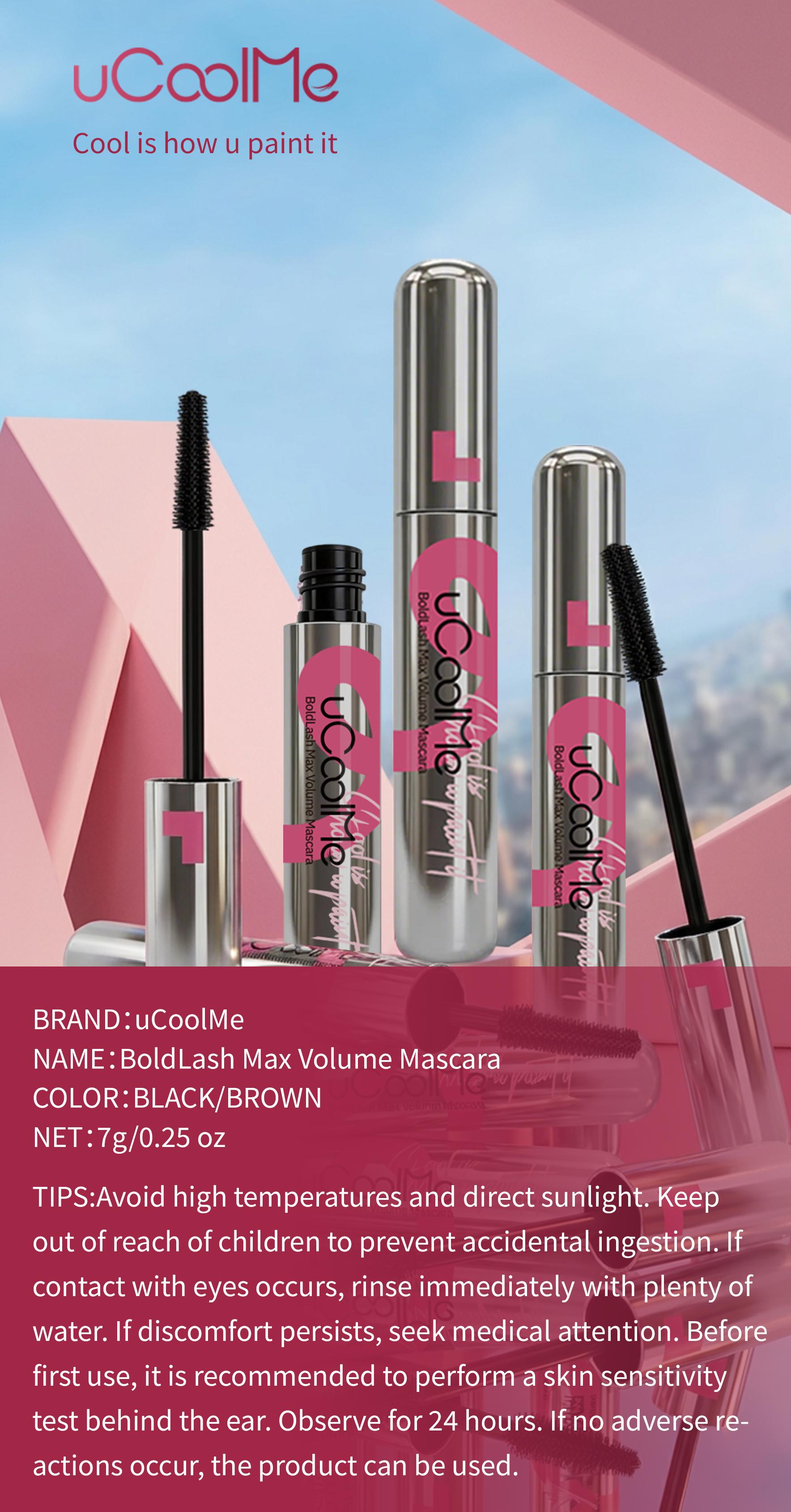 uCoolMe Bold Lash Max Volume Mascara Liquid Spider Web Tubing Easy to Remove Waterproof Sweat Proof Smudge Proof 24H Long Lasting Makeup Cosmetics