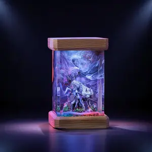 Handcrafted Wolf Knight Greatsword Figurines Da.rk So.uls 3 Inspired Epoxy Resin Diorama Wooden Base Desk Decor Gaming Ornament Gift