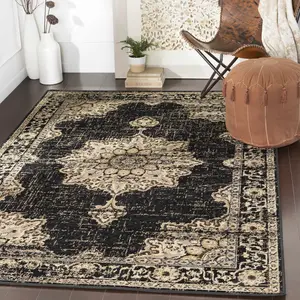 Lostwithiel Black Medallion Rug