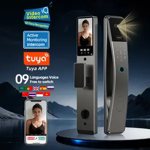 Smart Door Lock Mortise 6068 Heavy Duty Security Handle Biometric Fingerprint Keyless Entry Video Intercom for Luxury Gate and Apartment Works with Smart Life Tuya