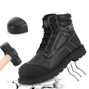 Men Waterproof Steel Toe Boots  Leather Work Boots Indestructible Construction Shoes Slip Resistant Safety Boots Boy Footwear