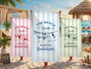 ( Collection )Personalized Bachelorette Beach Towel 2026, Custom Bride Squad Pool Towel, Bridal Party Gift for Bride Tribe, Last Toast on the Coast Girls Trip Towel, Custom Name Beach Towel