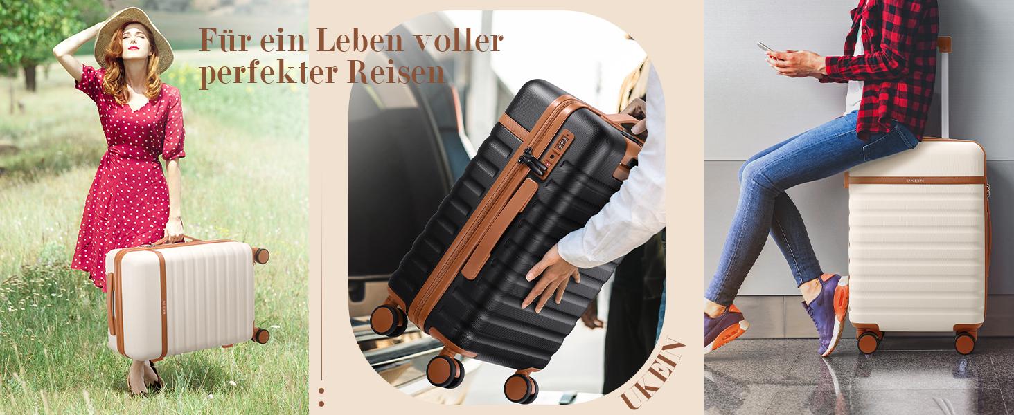 UKEIN 20 Inch Carry On Suitcase and Travel Backpack Set