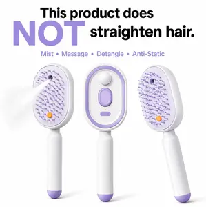 Electric Spray Air Cushion Massage Comb, Self-Cleaning Anti-Tangle Hair Brush, Anti-Static Volumizing Scalp Massage Brush for Dry Frizzy Hair Care, No Essential Oil Included,Volumizing Functions and Essential Oil Mist Aromatherapy Hair Care