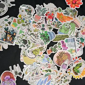 10 Assorted Plant Stickers for Office Stationery Supplies, fun cute succulents, leaves