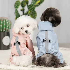 Waterproof Dog Raincoat Jacket with Hood, Reflective Straps, Belt Holes, Suitable for Small Dogs, Windproof Snowproof Lightweight Coat