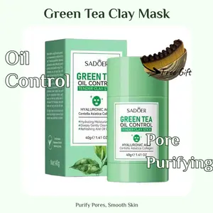 SADOER Green Tea Oil Control Clay Stick, Deep Pore Purifying, Acne Blemish Treatment, Smooth Skin Texture, Daily Skincare for Oily & Acne Prone Skin, 40g,summervibes