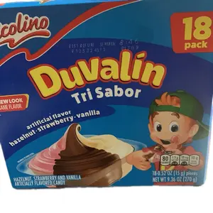 Duvalin Dulce de Sabores Tri Sabor 18 Pack - Artificial Strawberry, Vanilla & Hazelnut Flavors - Classic Box Candy Snack in a Classic Box - Bonbon