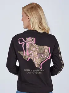 Simply Southern Texas Camo Bow Long Sleeve T-Shirt