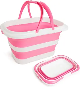 Large Collapsible Bucket for Cleaning, 4.2 Gallon (16L) Silicone Bucket with Handle & Hanging Hole, Foldable Space-Saving Mop Bucket for Home, Storage.Car Wash, Camping, Beach