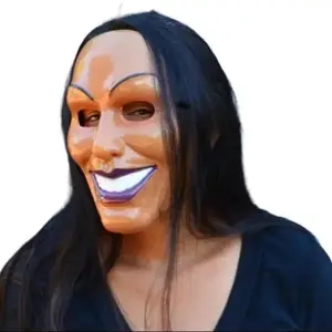 Creepy Scary Halloween Original Anarchy Smiling Grin Face Purge Mask God (FEMALE)