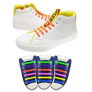 Elastic Silicone Shoelaces for Sports Shoes, 12 Pairs Per Pack, Casual Sporty Shoe Laces, No Tie Rubber Shoelaces, All Seasons, Ladder Laces