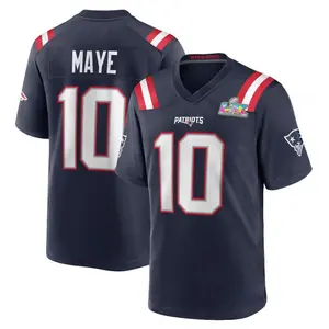 Drake Maye New England Patriots Super Bowl LX Patch Game Jersey - Navy
