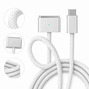 140W USB-C to Magnetic 3 Charging Cable for MacBook Pro/Air, 6.6FT Braided Fast Charging Cord with LED Indicator, Magnetic Laptop Charger Cable for Home, Office and Travel