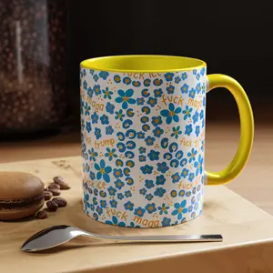 Slightly subtle Blue Floral Pattern mug | Swear Word Accent Coffee Mug