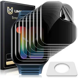 8 Pack  Screen Protector Compatible for  Watch Series 10 46mm - [Upgrade Flexible Film] [Bubble Free] Soft  TPU Clear Anti-Scratch Film for iWatch 46mm (46MM, Black)