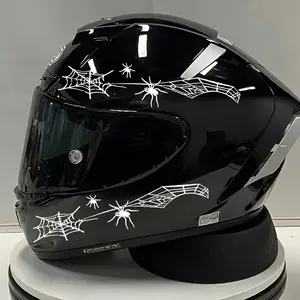 1SET Spider Web Creative Car Sticker for Motorcycle Helmet Decoration, Easily Upgrade Helmet's Dark Cool Style, Web + Spider Design Makes Helmet Say Goodbye to Monotony, Show Dark Motorcycle Enthusiast Proposition