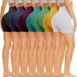 7 Pack Biker Shorts for Women - 5''/8''/3'' High Waisted Workout Tummy Control Spandex Gym Shorts for Yoga Athletic