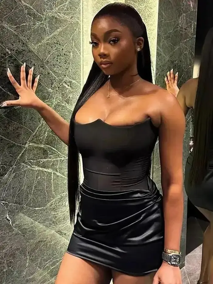 Refined Satin Feel Fitted Bodycon strapless dress Womenswear Casual Fabric party Minimalist Sleeveless, elegant silhouette, timeless appeal, graceful flow, versatile piece, trending now