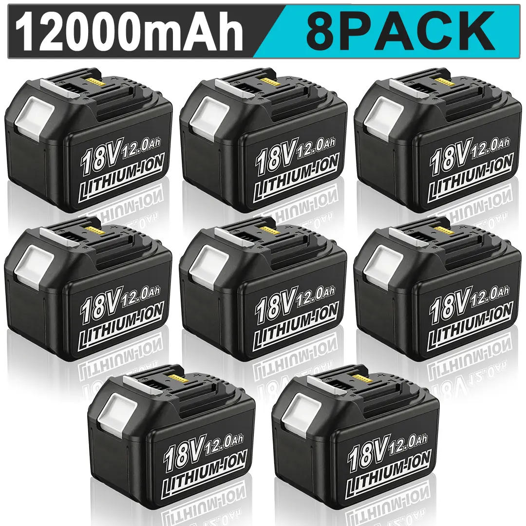 8-Pack Replacement for Makita 18VBattery 12.0Ah Compatible with 18Volt Lithium-ion BL1830/BL1860B/BL1850B/BL1840B/BL1830B/BL1815B Power Tools Portable Hand-Cranked Chainsaw Sharpener Kit Electric Drill Bit Sharpener High Performance Drill Bit Grinder