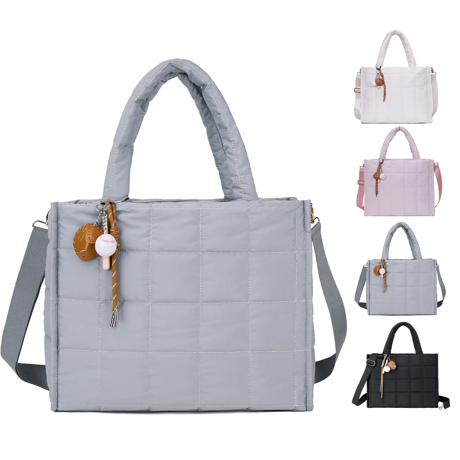 Puffer/Canvas Tote Bag For Women With Zipper, TikTokShopfalldealsforyou,，Personalized Gifts Quilted Puffy Bag Lightweight Crossbody Hobo Padded Handba