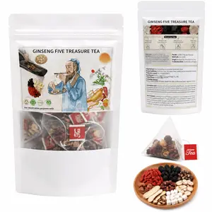 30 Packs Ginseng Five Treasure Tea Bags Organic Natural Herbal Drink Boost Energy Balance Body Wellness Tea For Adults