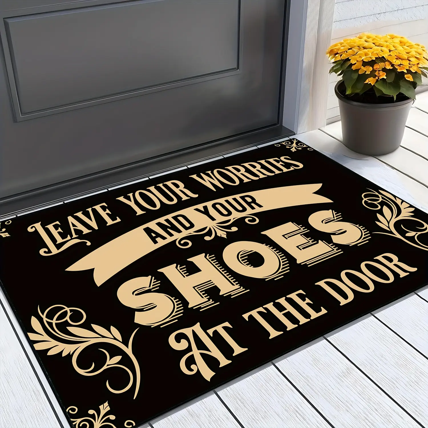 1000gsm Diatomaceous Earth Bath Mat - Super Absorbent Non-Slip Tech Fabric, 1-Piece Door Entrance Rug, Welcome Vibes Entrance Doormat for Home Indoor Use