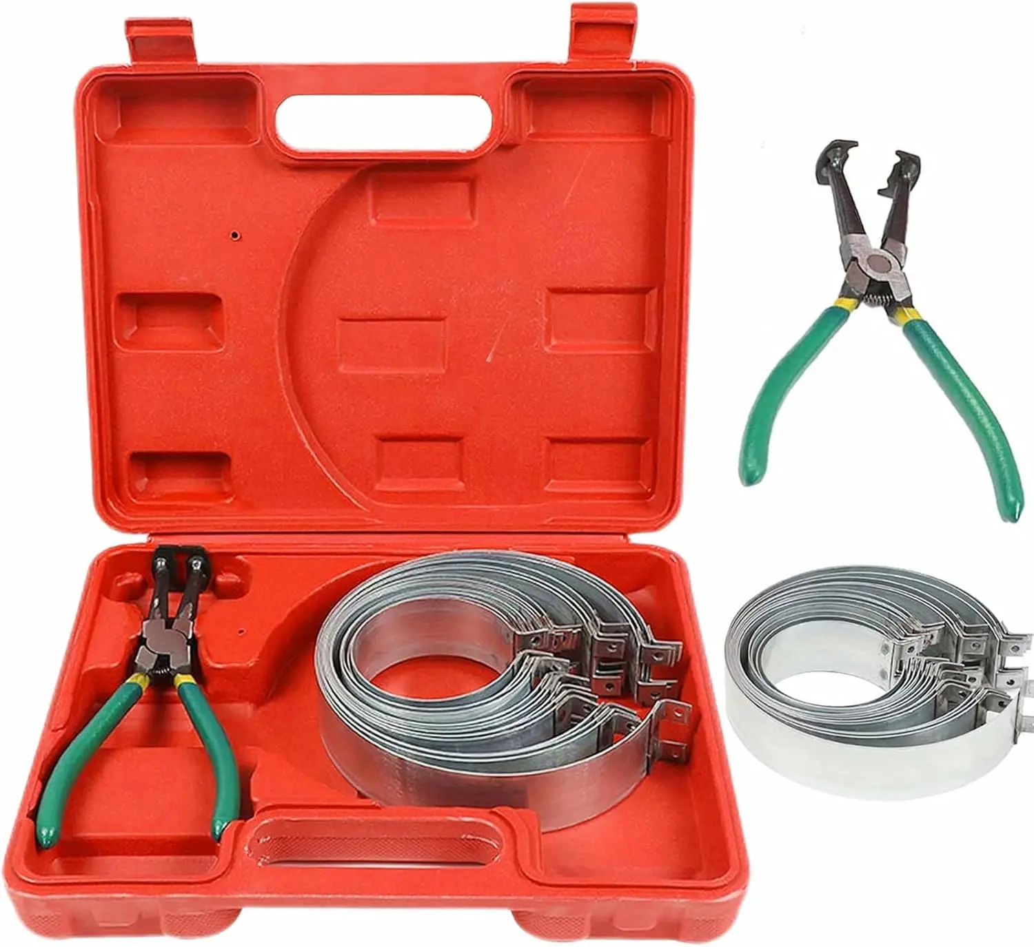 62-145mm Heavy Duty Piston Ring Compressor Set, Chrome Vanadium Steel with Pliers & 14 Pcs Rings,  for Car Truck Motorcycle Engine Rebuild