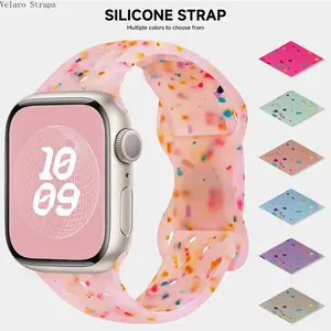 Confetti Speckled Silicone Sport Watch Band for Apple Watch, Breathable Colorful Strap Compatible with iWatch Ultra 2/SE/Series 6-9, 38-49mm Women’s Wristband