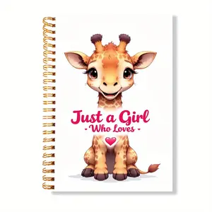 Just A Girl Who Loves Giraffe Spiral Notebook for Writing Work College, 1 Piece Friend Gifts Student Line Writing Book for Student, Motivational Positive Journal Notebooks 5.5×8.3in 50 Sheets