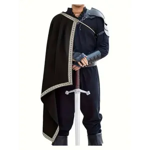 Men'S Medieval Renaissance Costume Cloak - Half-Shoulder cape with, Non-Stretchy Fabric for LARP, Renaissance Fairs, Cosplay - Historical Medieval Attire for Renaissance Parties & Theater Performances, Larp Accessory, Offshoulder Design, De