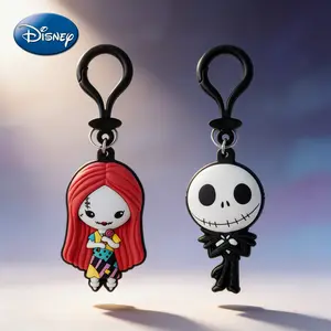 Disney The Nightmare Before Christmas Keychain 1Pc Officially Licensed Anime Figure Pvc Keyring Suitable Fans Gift Backpack Decor Bag Clip Pendant 3D Design Drop-proof Durable Accessory Collection Jack Sally