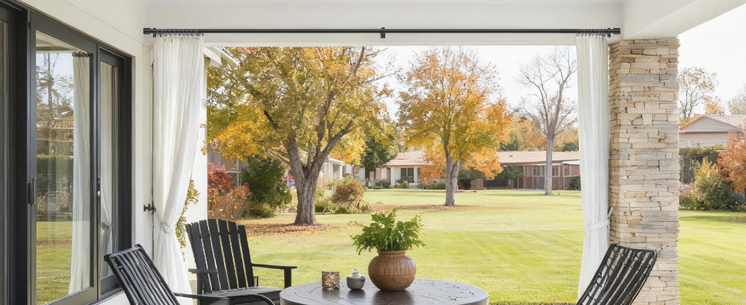 Inovaday Heavy Duty Stable Curtain Rods for windows, Adjustable Window Rod with Finials, 1 Inch Drapery Rod for Bedroom, Living Room, Outdoor Patio