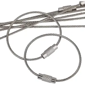 5 Inch/10 Inch Wire Keychain Cable Large Stainless Steel Key Ring Loop Holder, 20/50/100 Pack