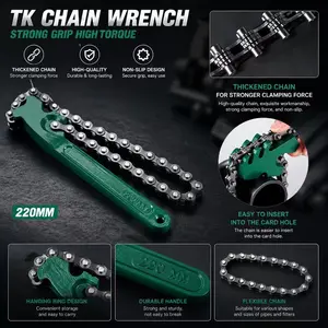 Chain Wrench, Thickened Chain Strong Grip, Anti-Slip High Torque Design, Durable, 220mm Universal Size, Easy Oil Filter Removal, Repair Tool