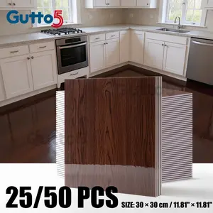 25/50pcs boxed, thickened luxury retro wood grain floor tiles, self-adhesive wood grain effect, PVC vinyl material flooring, easy to peel and paste DIY detachable, easy to install, kitchen and bathroom, wall and floor renovation-Gutto5