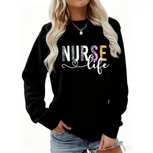 6 Colors Can Choose Nurse Printed Pullover Sweatshirt,Casual Long Sleeve Round Neck Autumn Winter sweatshirts,Women Clothing