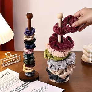 Solid wood creative headband storage vertical desktop hair accessories storage display stand is small and portable.