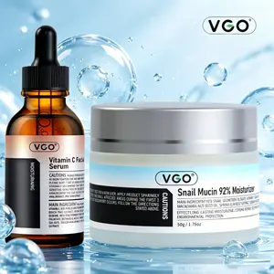 VGO Skincare Set : Vitamin C Serum & Snail Mucin 92% Gel Cream | Hydration, Radiance & Revitalizing Daily Care Moisturizer